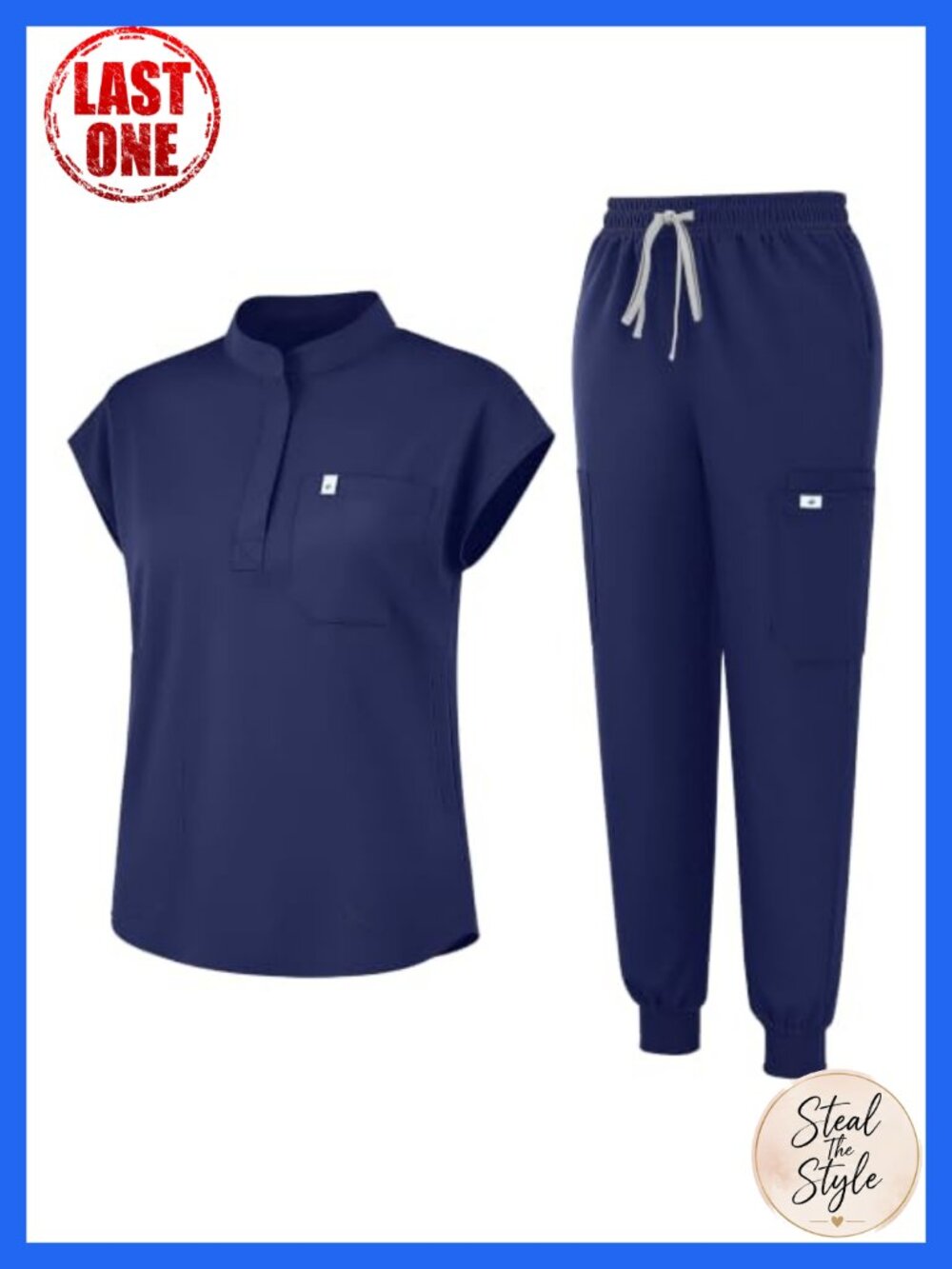 Womens Medical Scrub Set Sleeveless Stand Collar Slim Top Cargo Pant